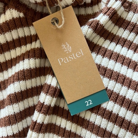 Pastel Brown and White Striped Turtleneck Sweater - Picture 5 of 6